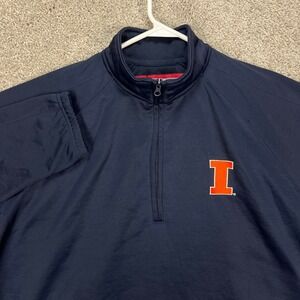 Illinois Fighting Illini 1/4 Zip Pullover Jacket‎ XL Mens Blue American Classic